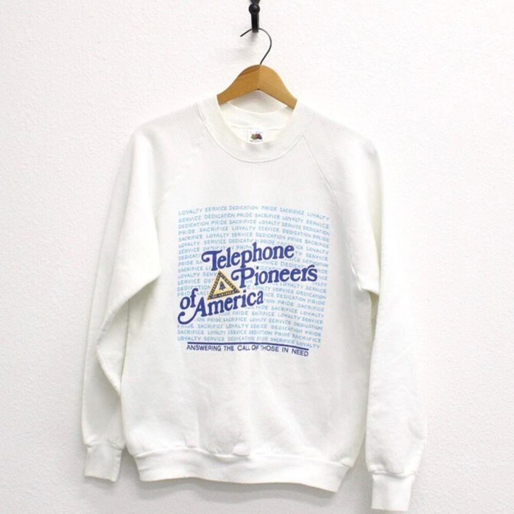 Vintage 80s Telephone Pioneers of America White Sweatshirt Mens Large